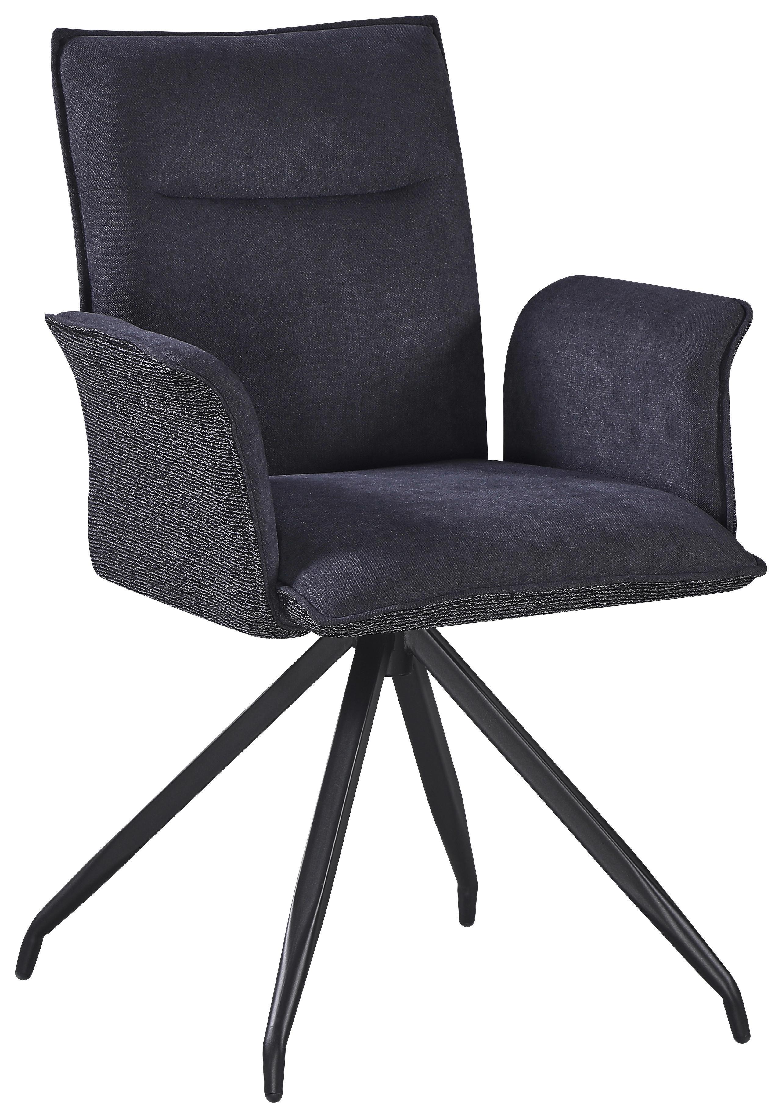 Armlehnstuhl Nova Grau - Schwarz/Grau, MODERN, Textil/Metall (63/88/63cm) - Premium Living