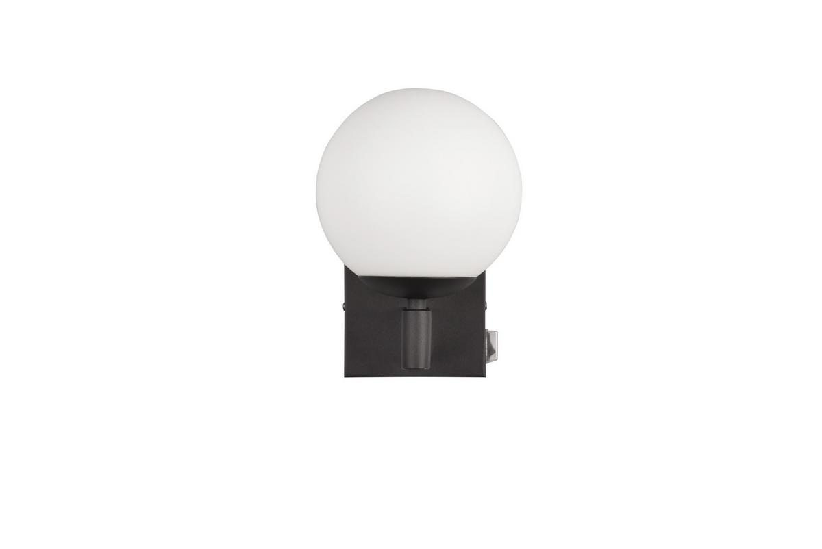 Wandleuchte Kula Schwarz max. 10 Watt - Schwarz/Weiß, MODERN, Glas/Metall (14/20cm) - Trio Leuchten