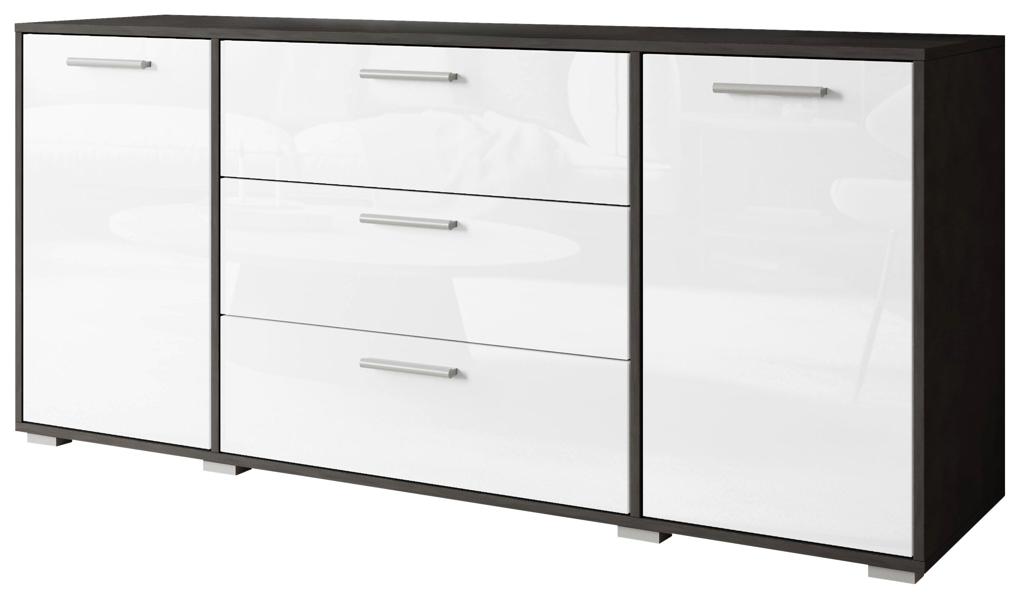 Sideboard Bogota ca. 150x68 cm Weiß/Anthrazit - Weiß Hochglanz/Anthrazit, Basics, Holzwerkstoff/Kunststoff (150/68/40cm) - MID.YOU