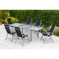 Gartentisch ausziehbar Semi Metall/Glas Grau L: 180-250 cm - Silberfarben/Grau, KONVENTIONELL, Glas/Metall (180-250/100/75cm) - Gardenson