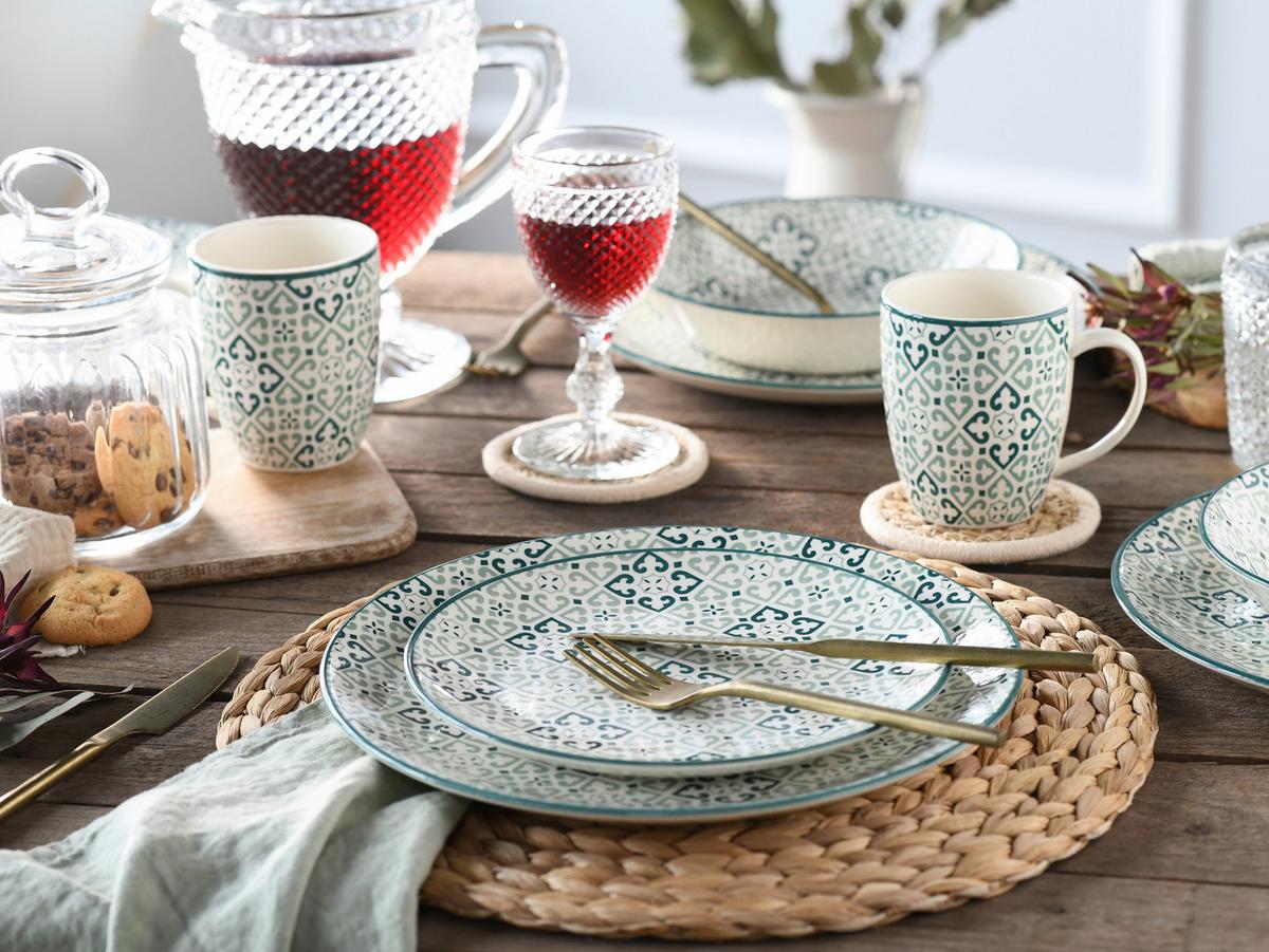 Kombinirani Servis Yara Petrol, 16-Delni - zelena/bela, Basics, keramika - Creatable