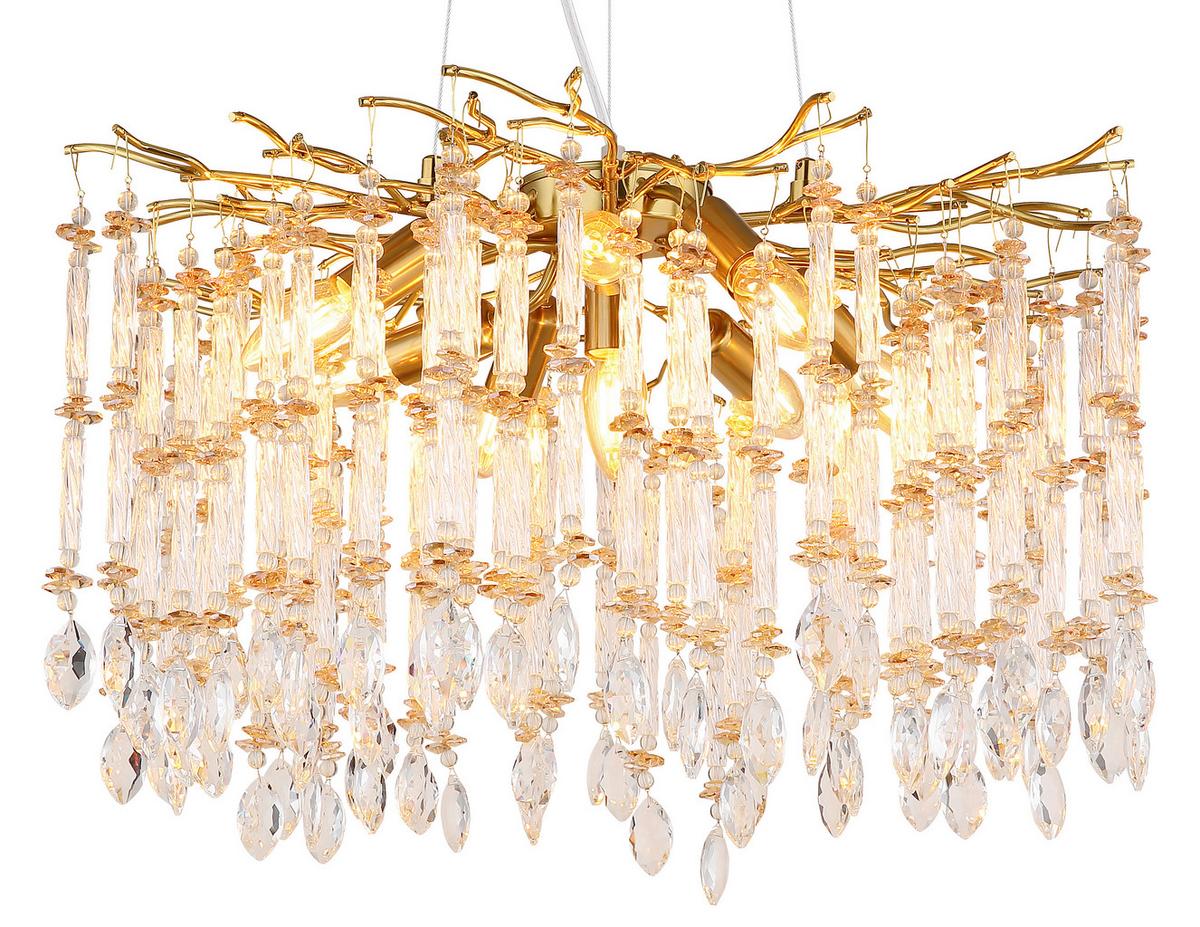 Viseća Svjetiljka Gloria - prozirno/zlatne boje, Design, staklo/metal (60/120cm) - Globo