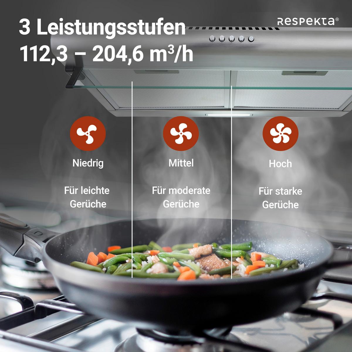 Dunstabzugshaube Tila ca. 60/13/50 cm Edelstahlfarben - Edelstahlfarben, Trend, Glas/Metall (60/13/50cm) - Respekta