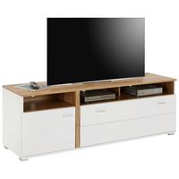 TV-Element in Eichefarben - Chromfarben/Weiss, Modern, Holzwerkstoff/Metall (160/54/46cm) - Mömax