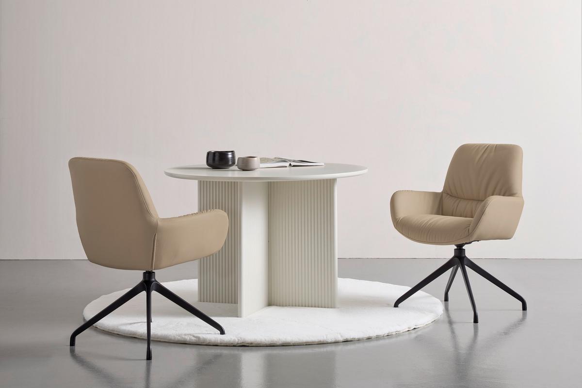KRZESŁO Z PODŁOKIETNIKAMI MILES -EXKLUSIV- - czarny/taupe, Design, skóra/metal (64/89/65cm) - Dieter Knoll