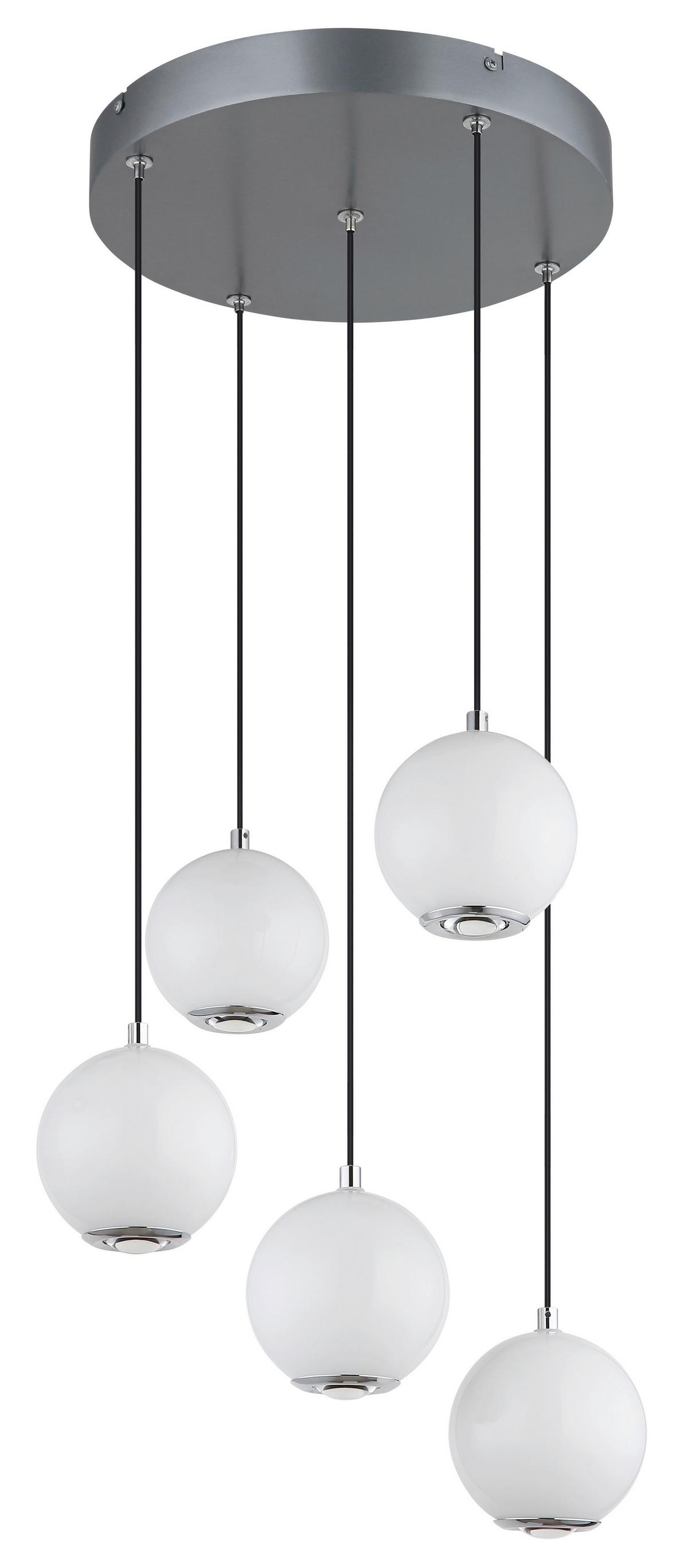 LED-HÄNGELEUCHTE 16062-5H SIMMONS - Klar/Chromfarben, Konventionell, Glas/Kunststoff (39/150cm) - Globo