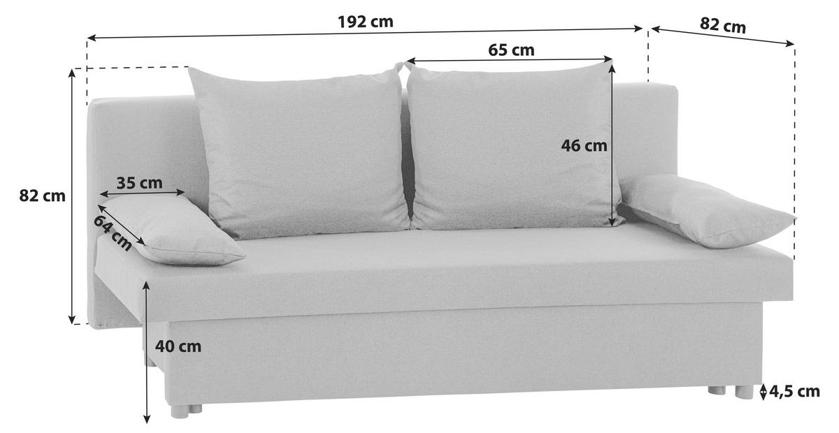 Kanapéágy Neo - sárga/sötétszürke, Basics, textil (192/82/82cm) - Based