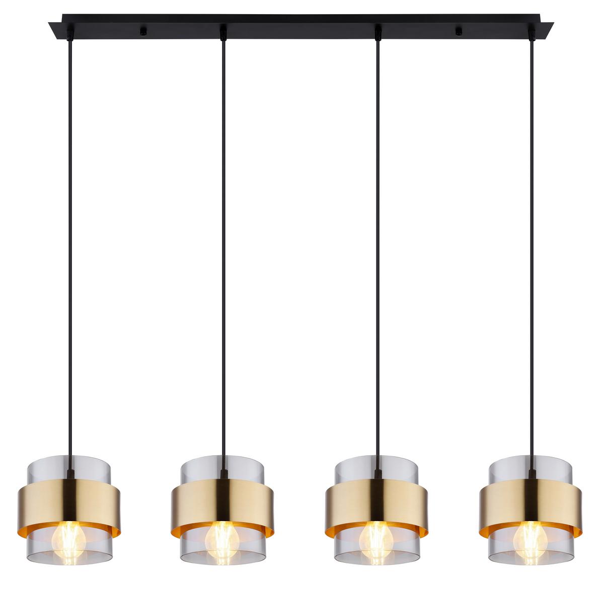 Hängeleuchte Milley max. 60 Watt - Messingfarben/Schwarz, MODERN, Glas/Metall (111/18/120cm)