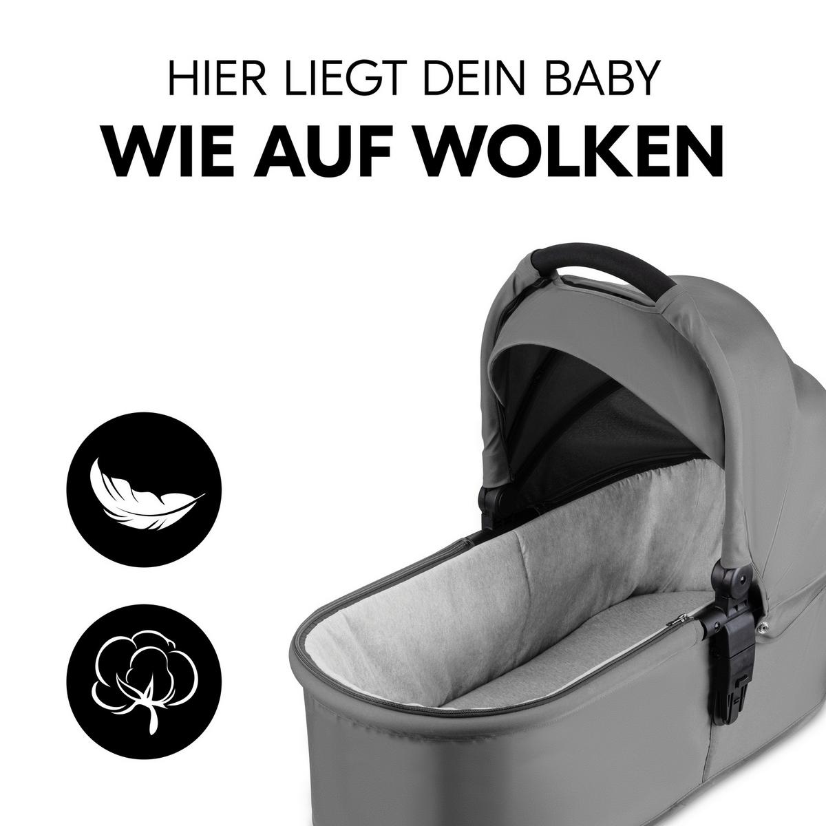 WÓZEK DZIECIĘCY - ZESTAW SHOP N CARE TRIO SET - czarny/szary, Basics, tworzywo sztuczne/metal (52/110/91cm) - Hauck