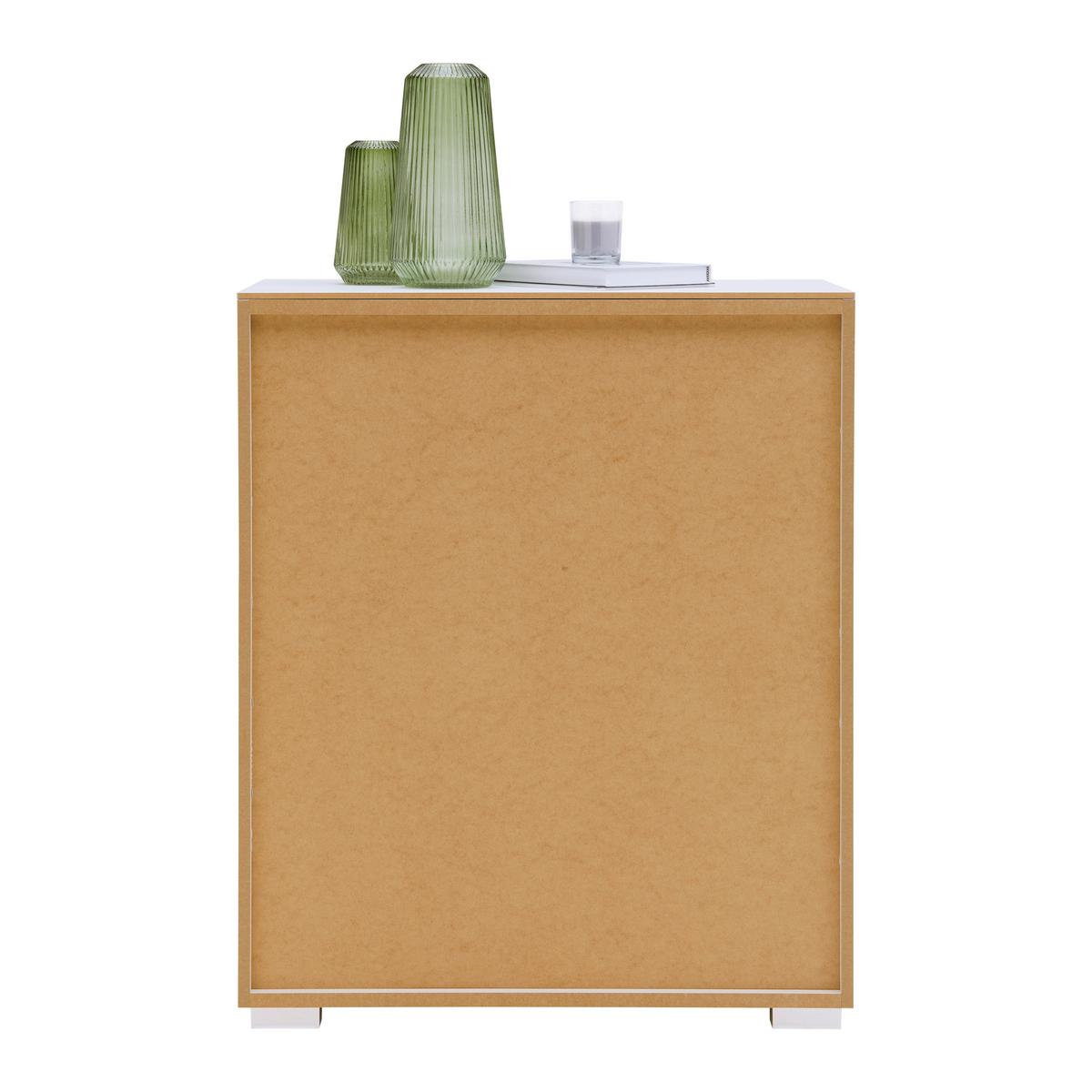 Kommode Sonate in Weiss - Chromfarben/Grau, Glas/Holzwerkstoff (80/96/40cm) - Premium Living