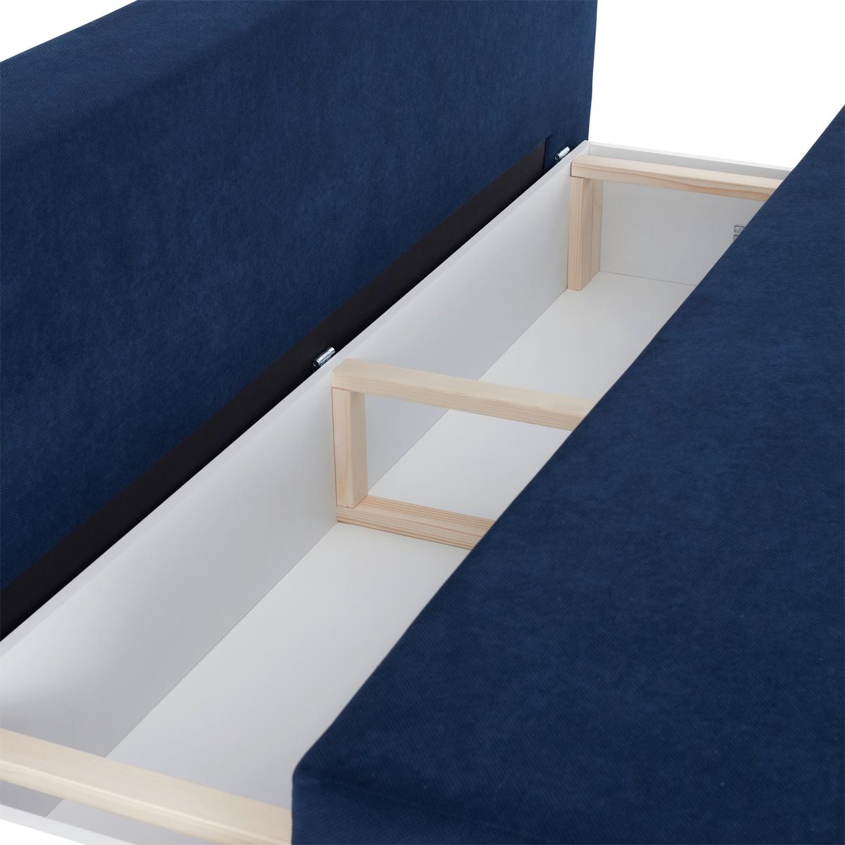 Canapea extensibila PARIS - albastru/negru, Modern, metal/lemn (200/98/90cm)