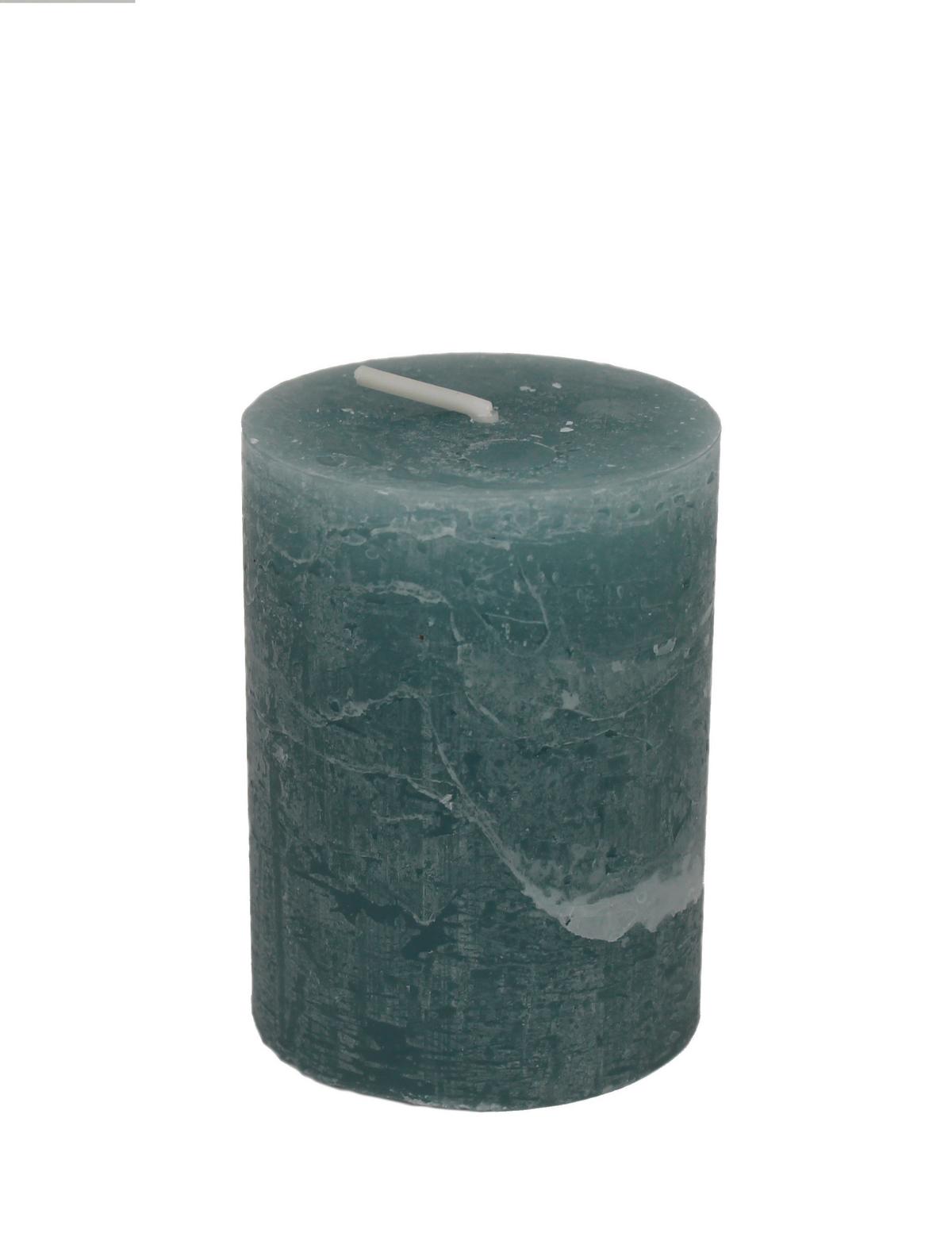 Stumpenkerze Lia Grau - Pastellblau, Modern (6.8/9cm) - Premium Living