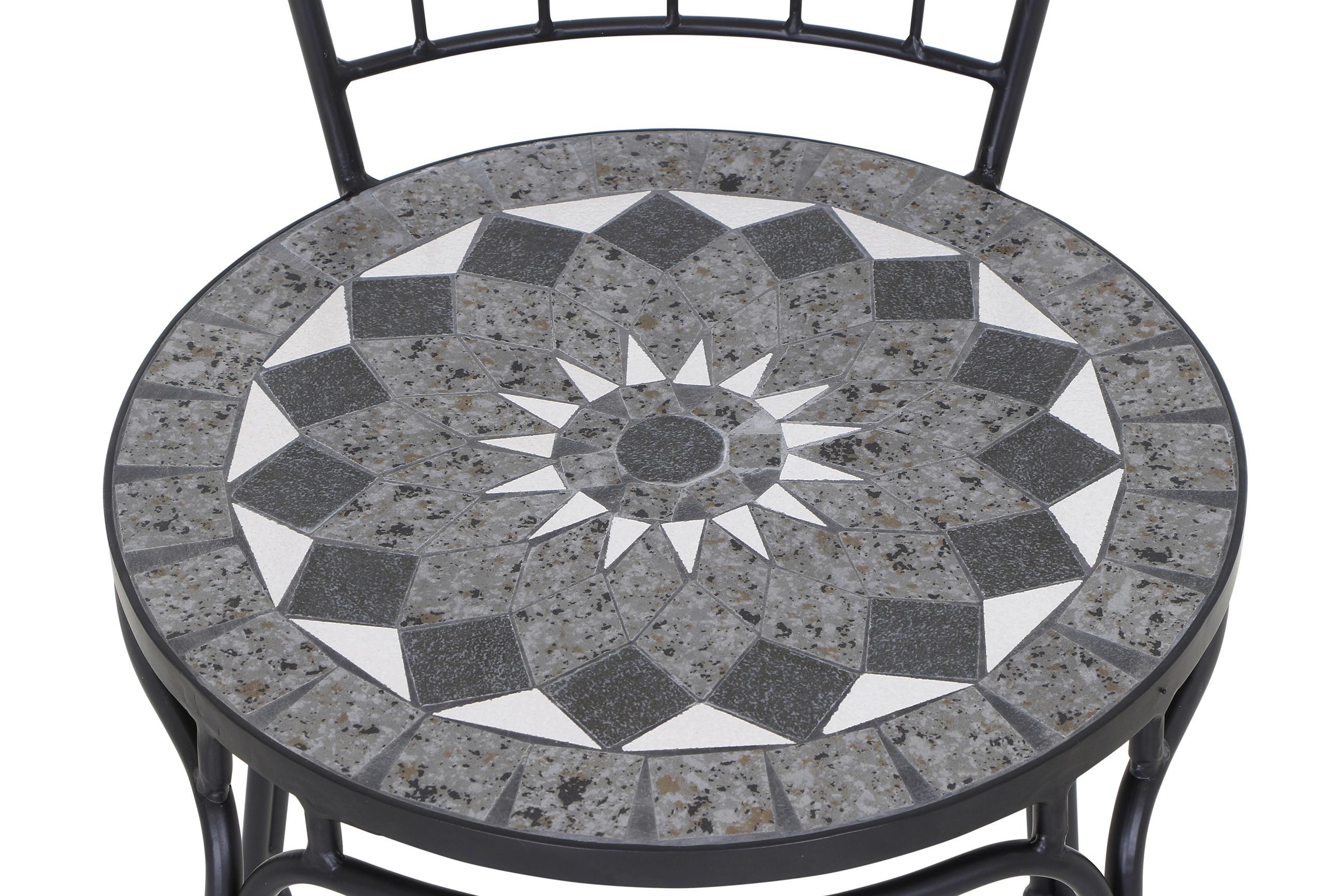 Stapelstuhl Mosaik ca. 43x93,5x49 cm - Schwarz, KONVENTIONELL, Keramik/Metall (43/93,5/49cm) - Siena Garden