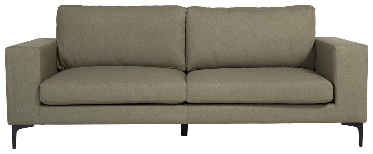 2-SITZER-SOFA BOLERO - Schwarz/Olivgrün, Design, Kunststoff/Metall (215/84/88cm) - Livetastic