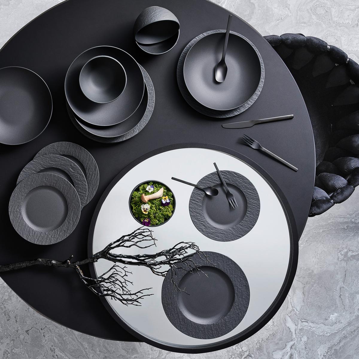 SERWIS OBIADOWO-ŚNIADANIOWY MANUFACTURE ROCK VILLEROY&BOCH - czarny, Design, ceramika - Villeroy & Boch