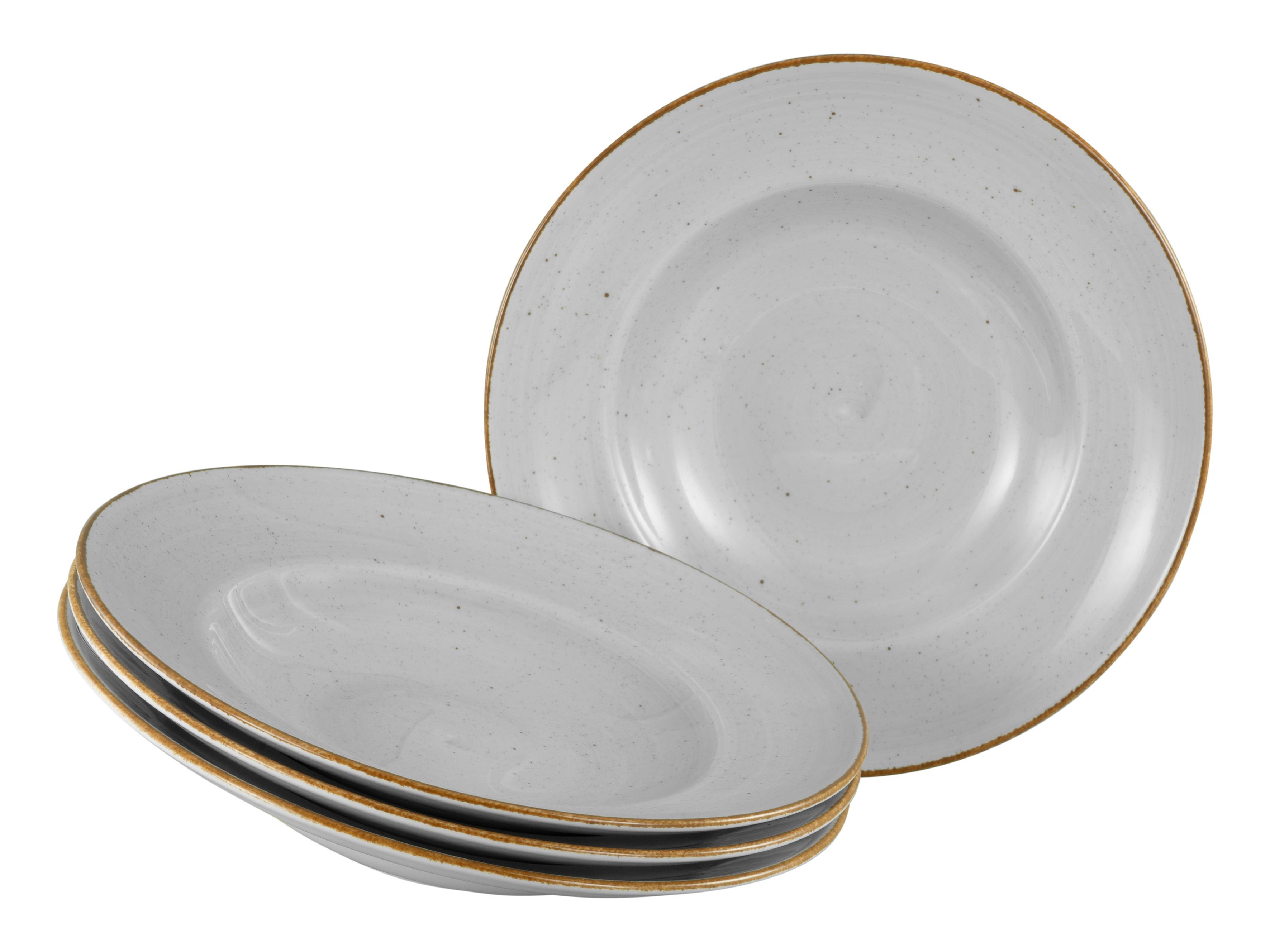 Set Krožnikov Za Testenine Vintage Nature Stein, 4-Delni - bela/svetlo siva, Basics, keramika (27cm) - Creatable