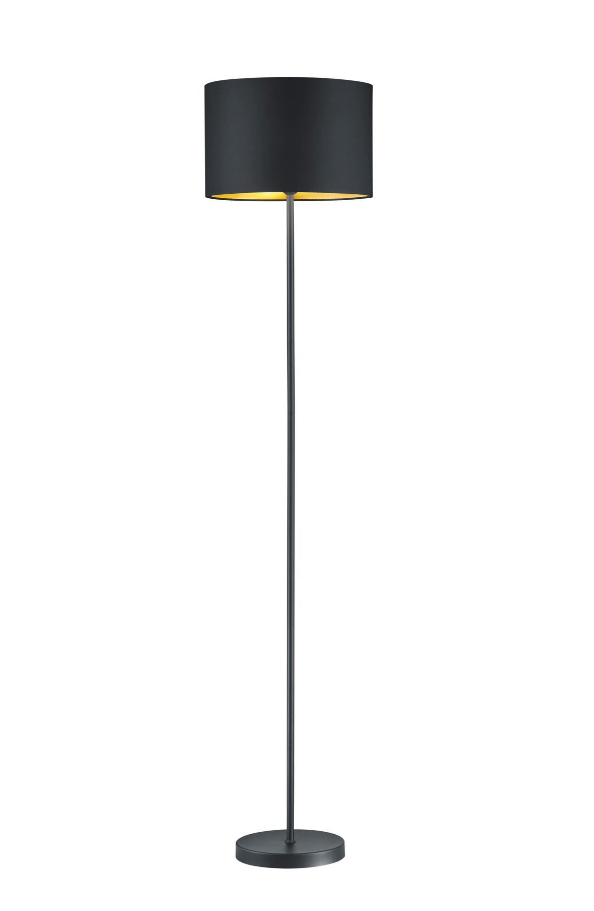 Stehleuchte Hostel in Schwarz max. 60 Watt - Goldfarben/Schwarz, Basics, Textil/Metall (35/160cm) - Trio Leuchten