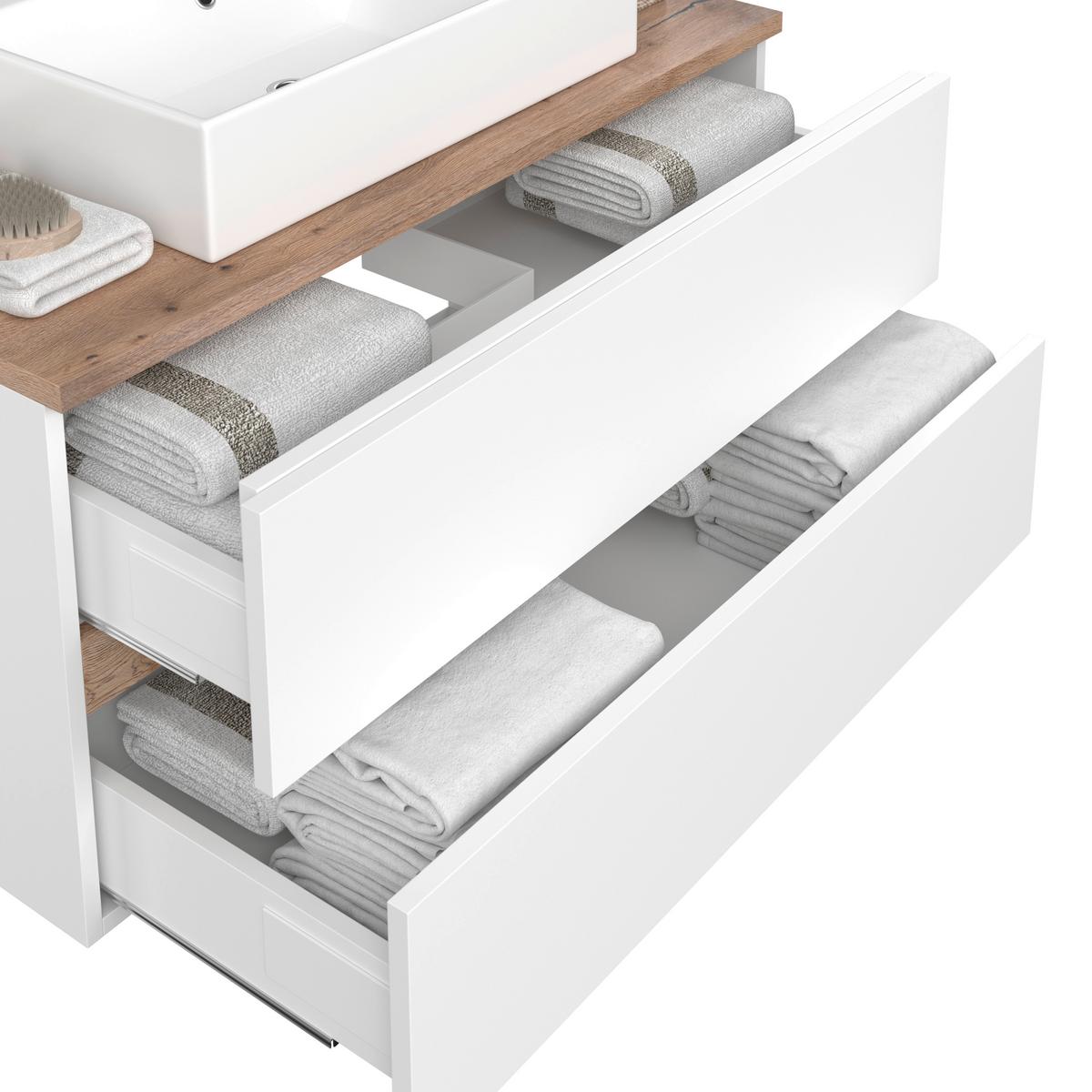Omarica Za Pod Umivalnik Marbella, Bela, Hrast - bela, Moderno, leseni material/keramika (100/64,5/47cm) - Mömax