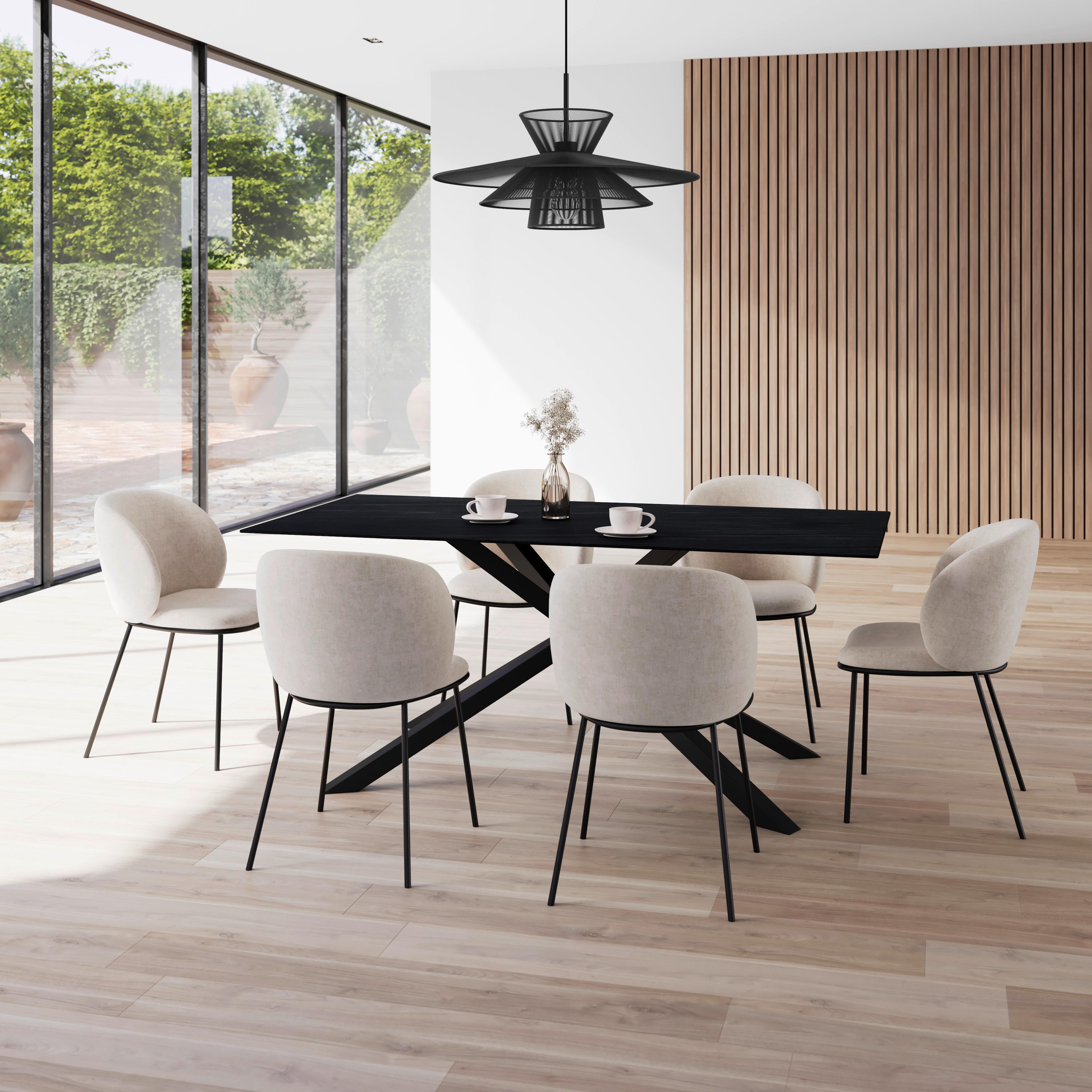 Esstisch Livan Dunkelgrau Keramik ca. 180x90x76 cm - Dunkelgrau/Schwarz, MODERN, Stein/Metall (180/76/90cm) - Bessagi Home
