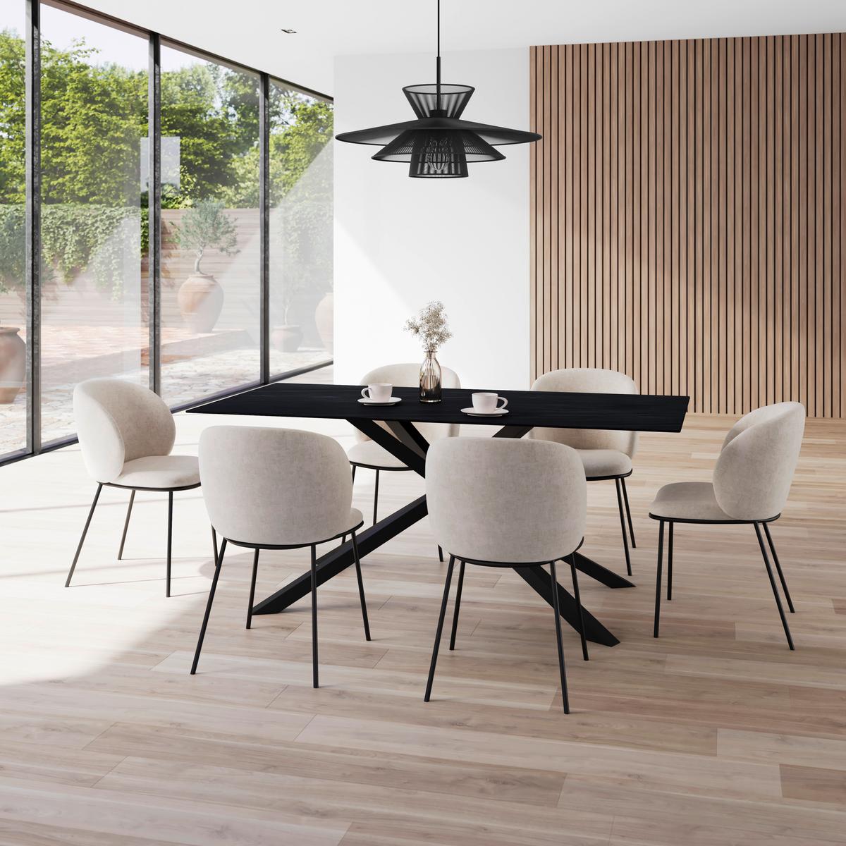 Esstisch Livan Dunkelgrau Keramik ca. 180x90x76 cm - Dunkelgrau/Schwarz, MODERN, Stein/Metall (180/76/90cm) - Bessagi Home