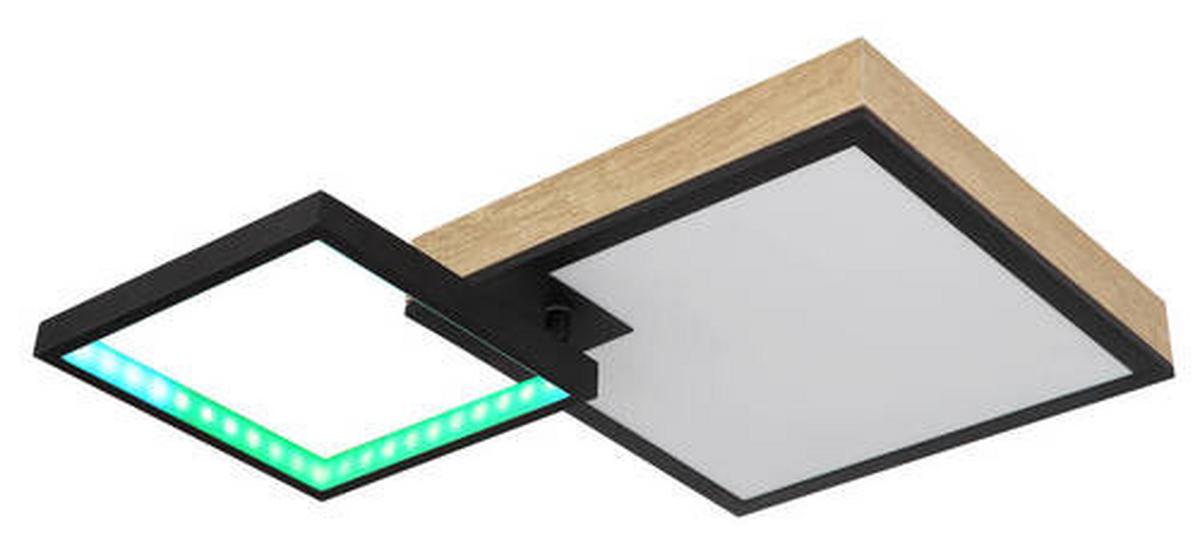 LED-Deckenleuchte Jacky Schwarz/Dunkelbraun max.21Watt - Dunkelbraun/Opal, Natur, Holzwerkstoff/Kunststoff (60/41/10cm) - Globo