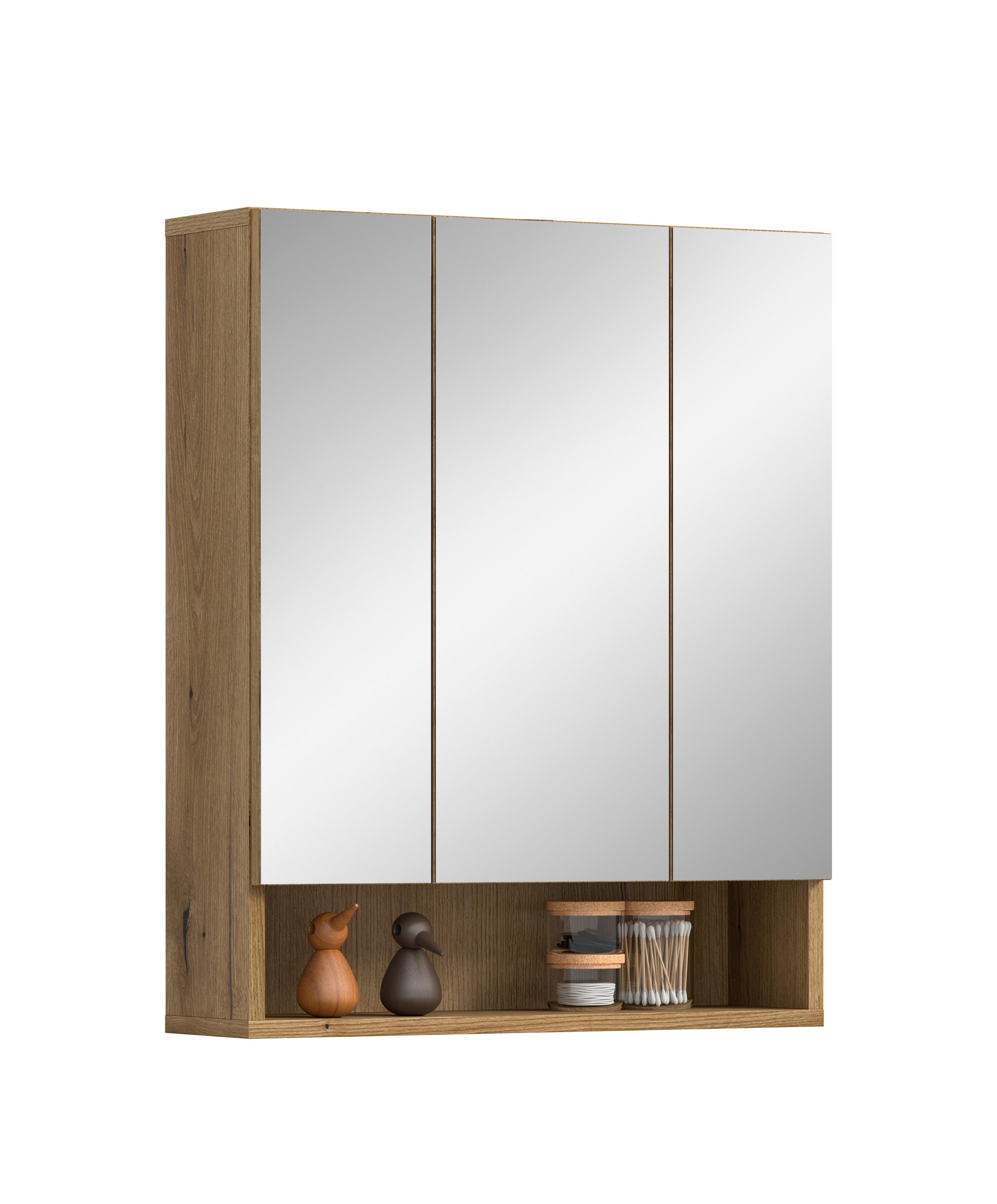 Spiegelschrank Aqua Eichefarben - Eichefarben, Trend, Glas/Holzwerkstoff (60/74/18cm) - MID.YOU