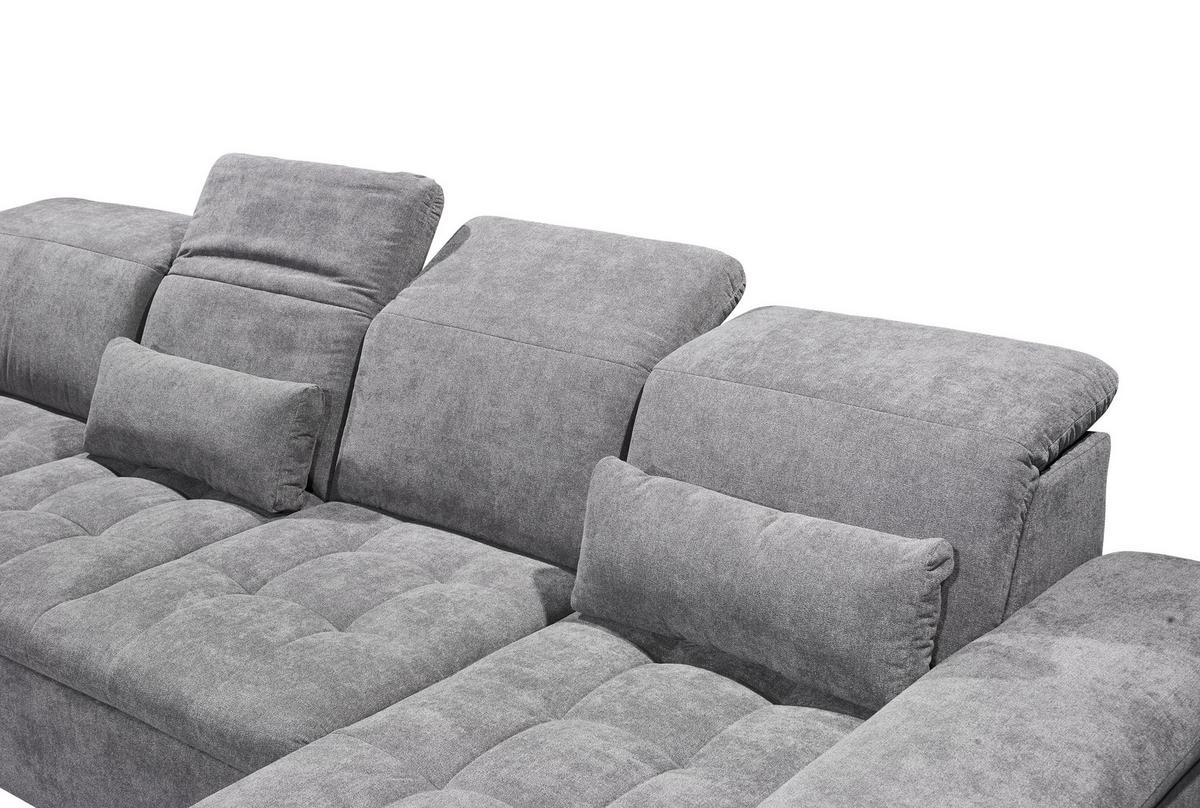 Wohnlandschaft Wayne U inkl. Kissen Grau - Silberfarben/Grau, KONVENTIONELL, Kunststoff/Textil (240/340/188cm) - MID.YOU