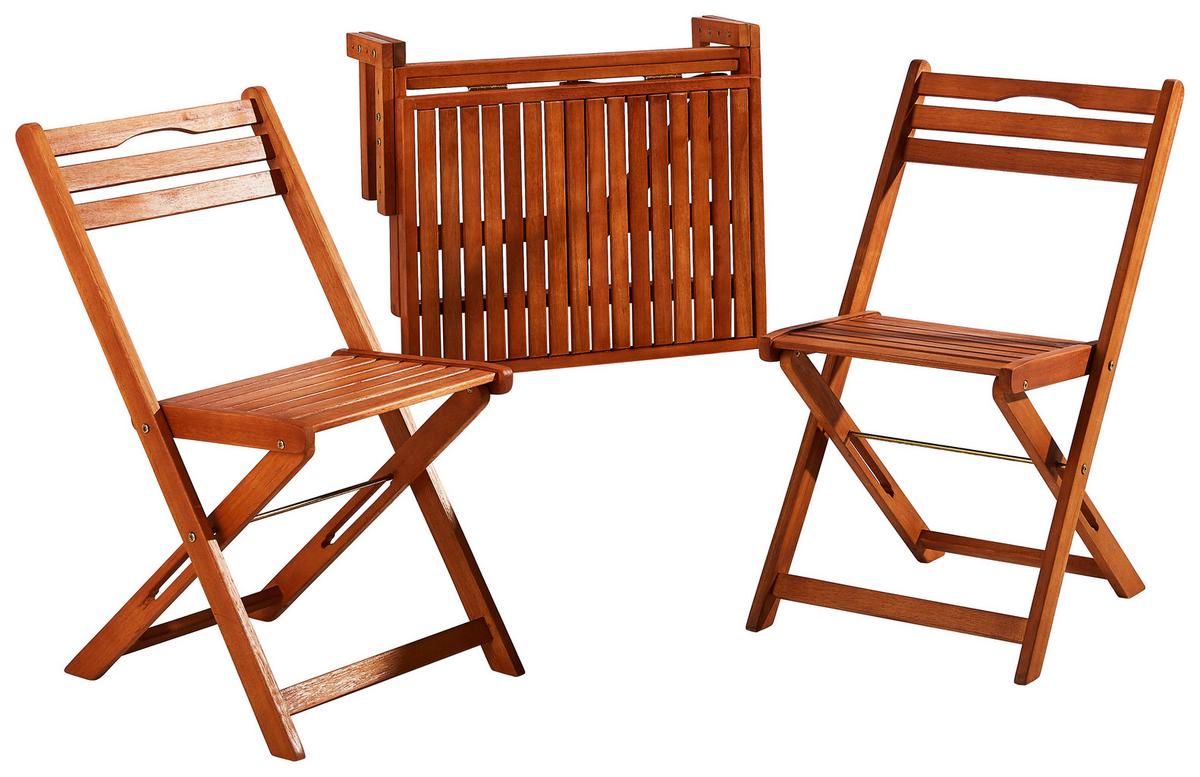 Balkonset 3-tlg. ca. 60x40x49 cm Holz - Braun, LIFESTYLE, Holz (60/40/49cm) - Gardenson