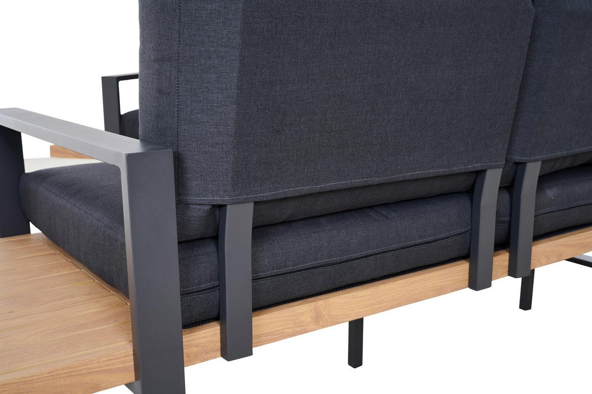 Loungegarnitur Bari Anthrazit/Teakfarben - Anthrazit/Teakfarben, Basics, Textil/Metall (73,5/78,5/155cm) - Siena Garden