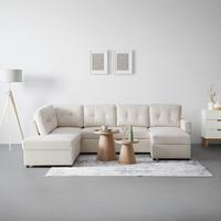 Sarokkanapé Martina - bézs, Modern, faalapú anyag/textil (204/276/146cm) - Mömax