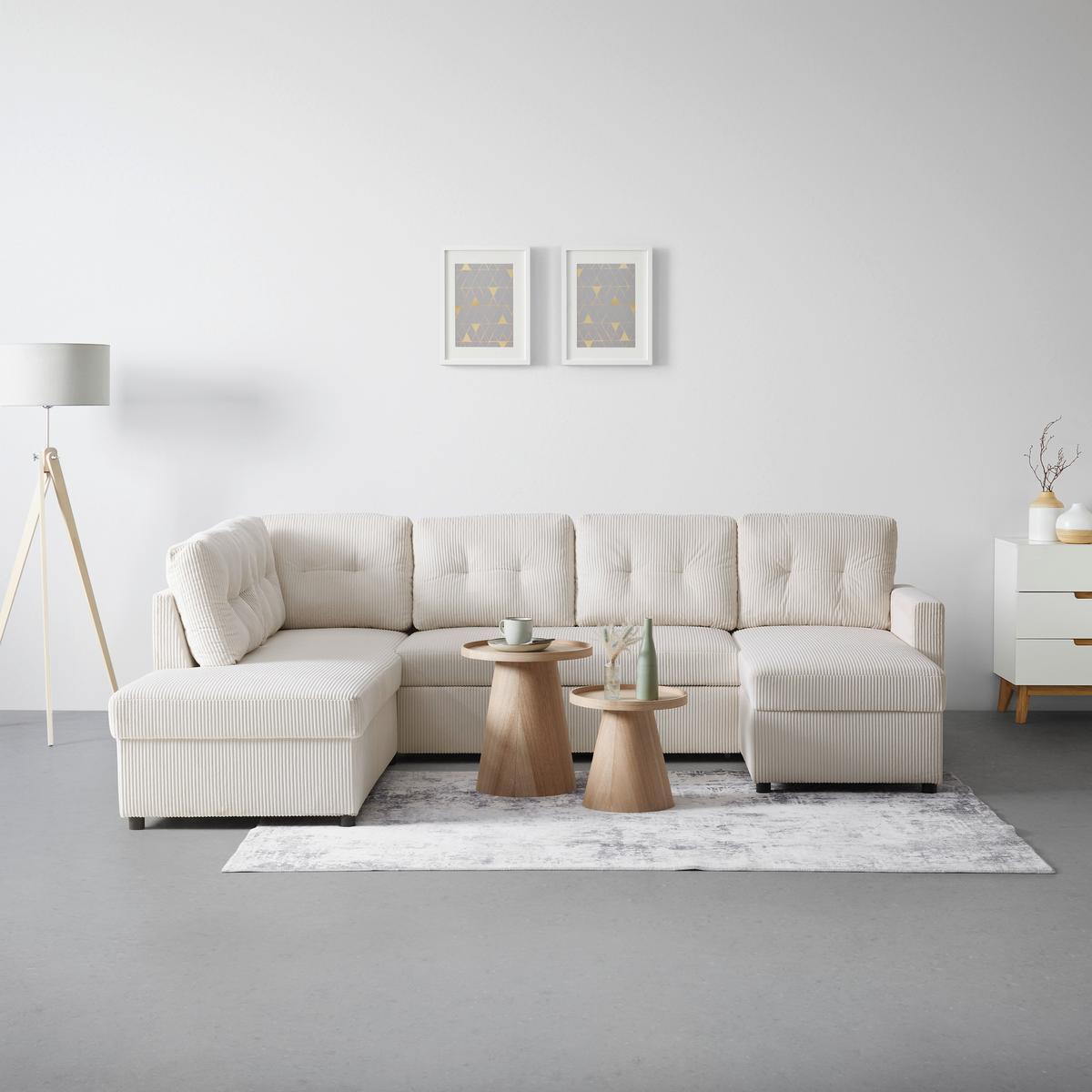 Sarokkanapé Martina - bézs, Modern, faalapú anyag/textil (204/89/276cm) - Mömax
