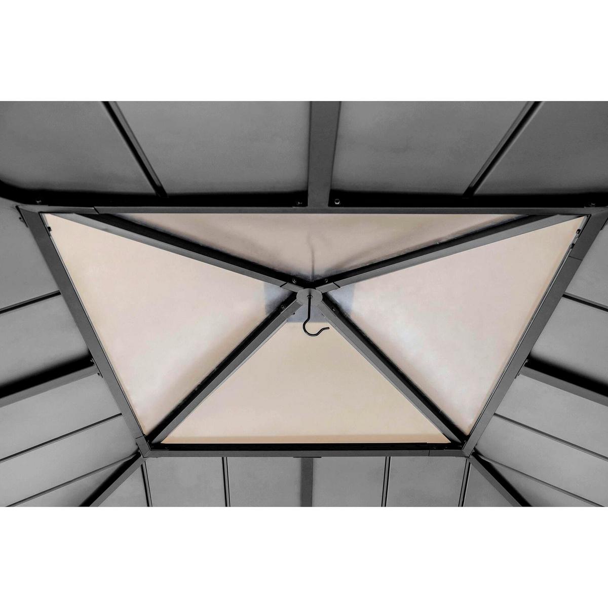 Pavillon Gazebo Pirin Anthrazit Echtholz - Anthrazit, Basics, Kunststoff/Metall (336/287/336cm) - Modante