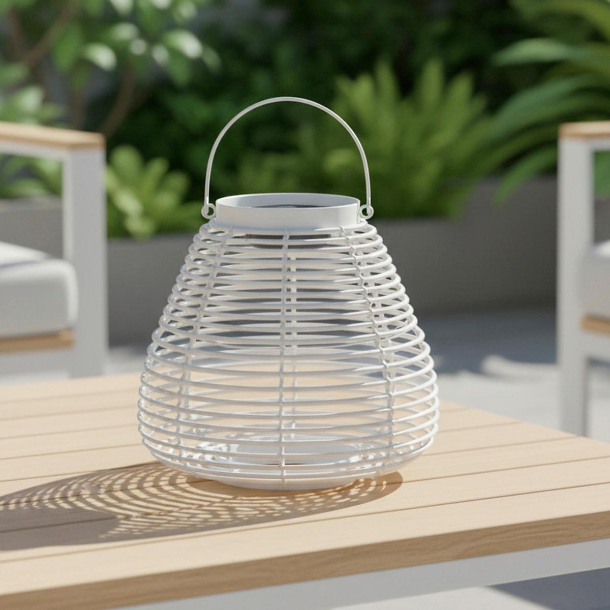Solarleuchte Anina Weiß Metall/Kunststoff - Weiß, MODERN, Kunststoff/Metall (31/29/31cm) - Bessagi Garden
