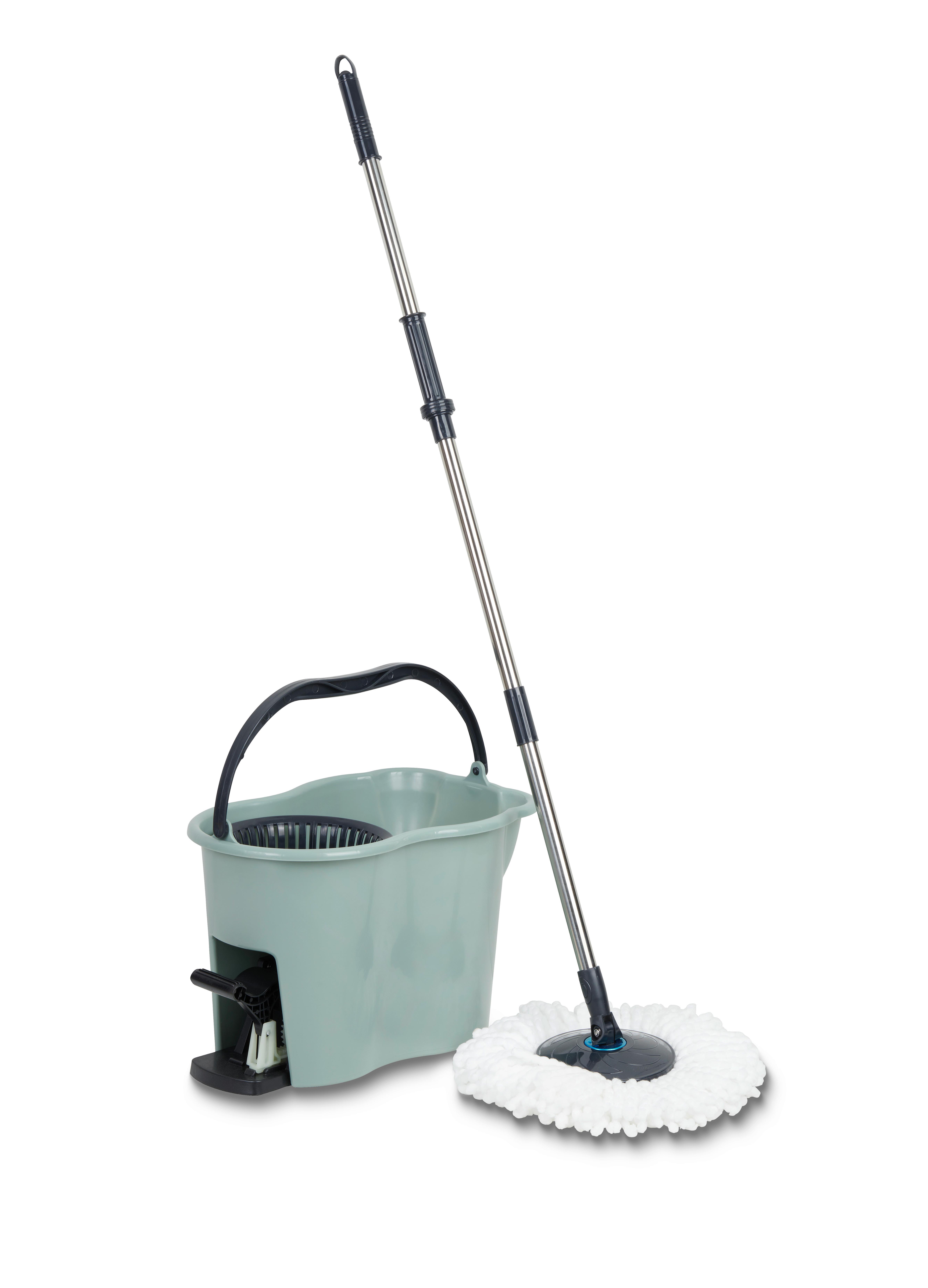 Set Za Čiščenje Spinning Mop - črna/zelena, kovina/umetna masa (44/30/31cm) - Modern Living