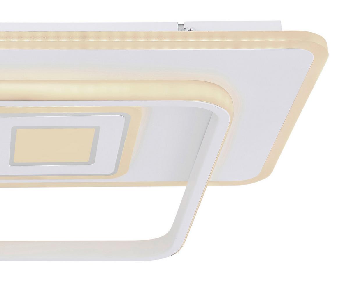 LED-Deckenleuchte Roderick in Weiß max. 55 Watt - Chromfarben/Opal, Basics, Kunststoff/Metall (44/65/6cm) - Globo