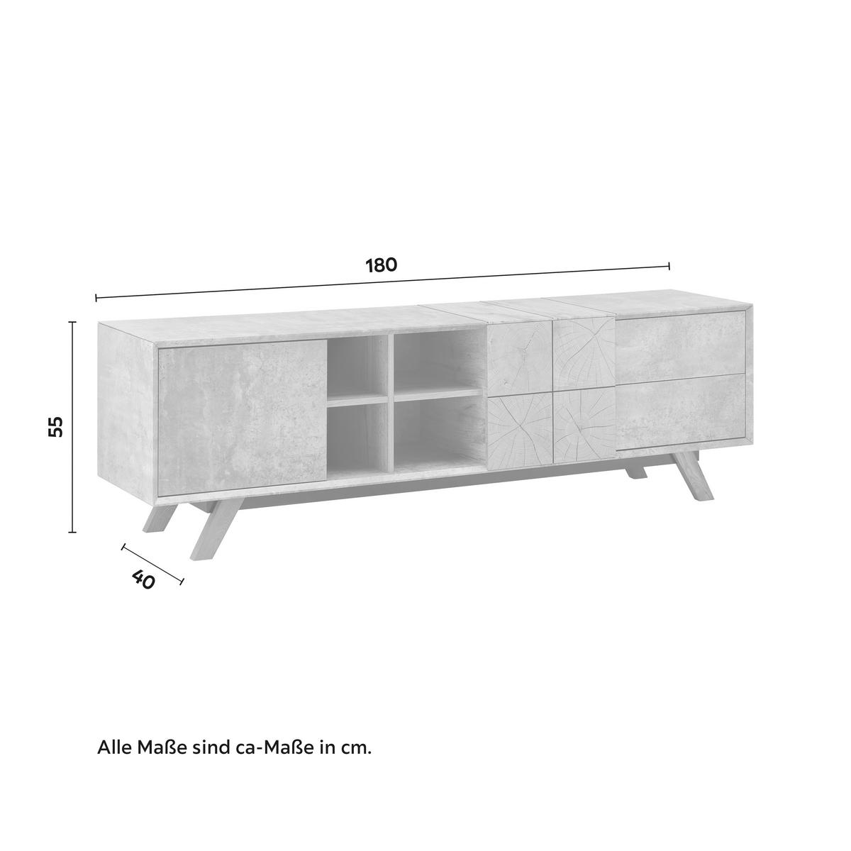 Lowboard Casper Grau/Eichefarben MDF - Eichefarben/Grau, MODERN, Holz (180/55/40cm) - Bessagi Home