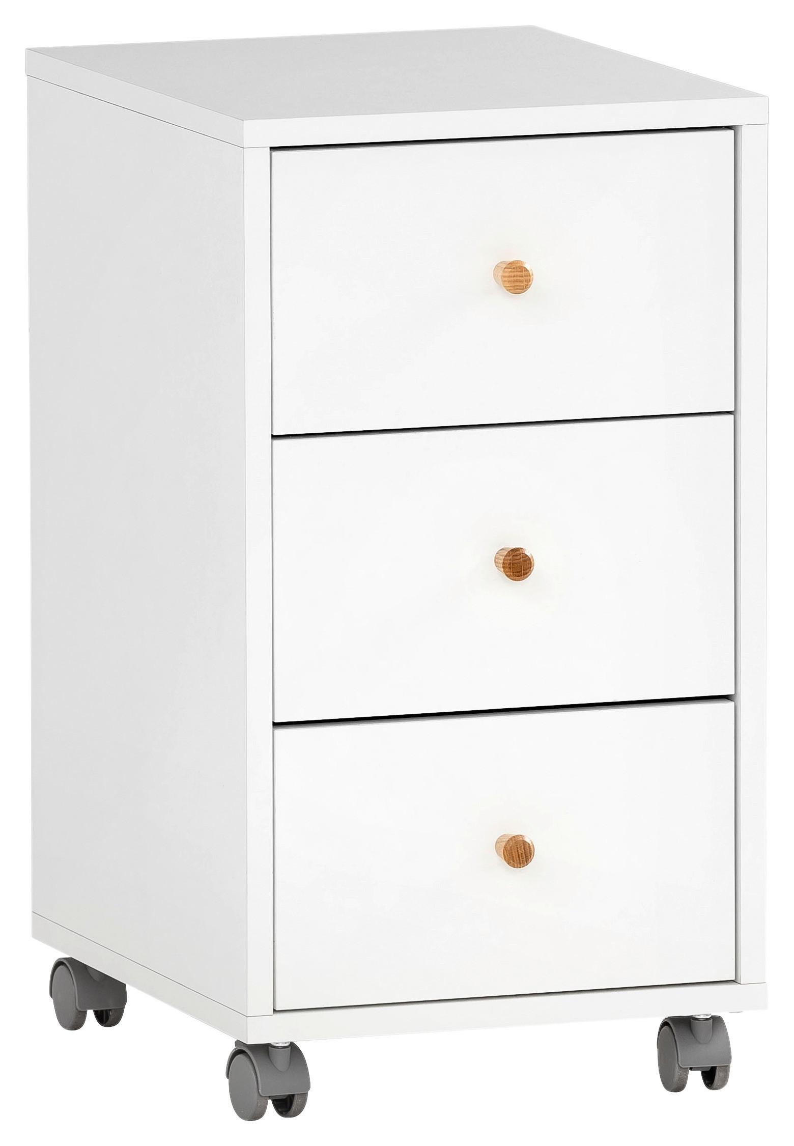 Rollcontainer Serie 500 Weiß ca. 32,6x59,7x39,1cm - Weiß, MODERN, Holz/Holzwerkstoff (32,6/59,7/39,1cm) - MID.YOU