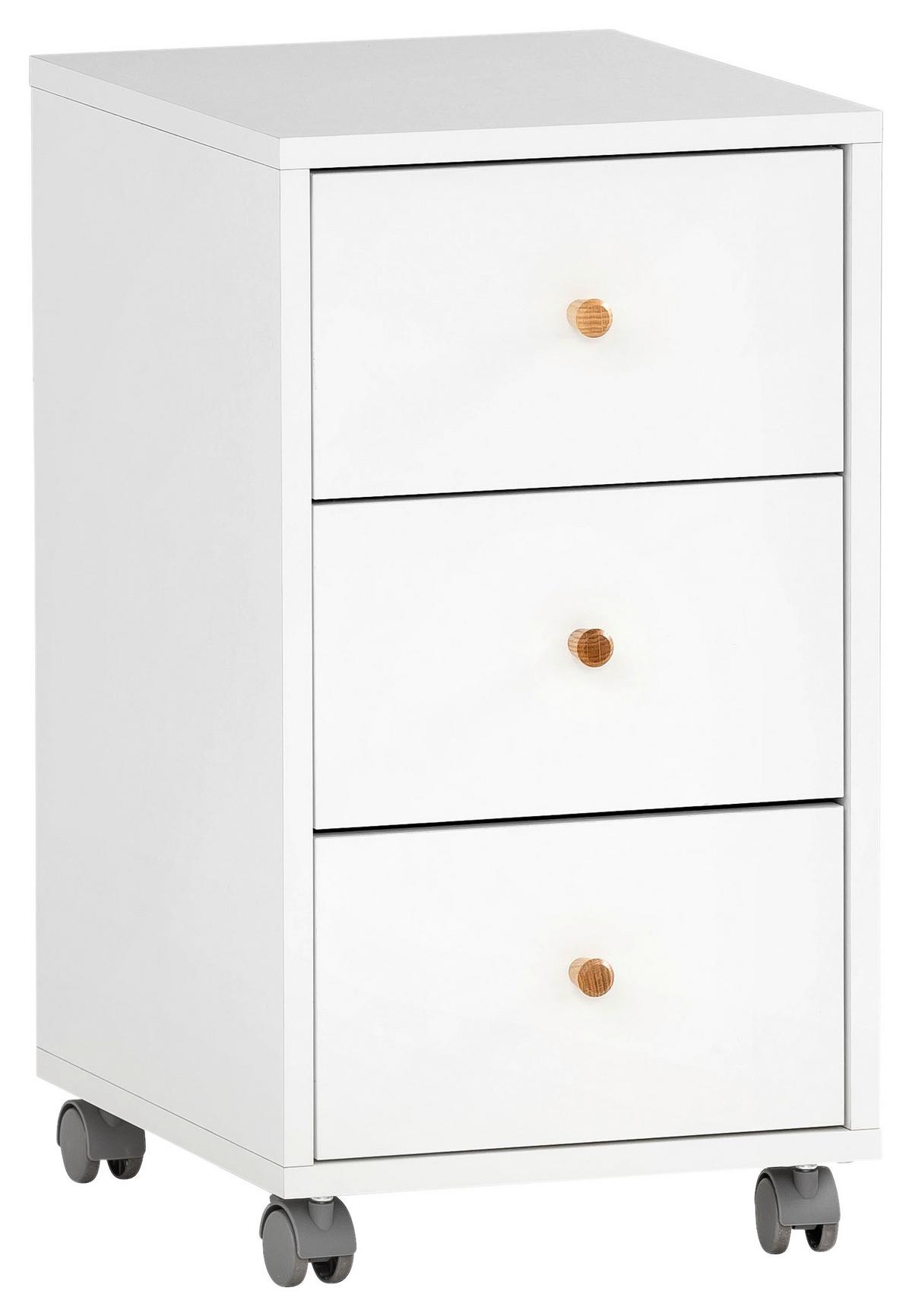 Rollcontainer Serie 500 Weiß ca. 32,6x59,7x39,1cm - Weiß, MODERN, Holz/Holzwerkstoff (32,6/59,7/39,1cm) - MID.YOU