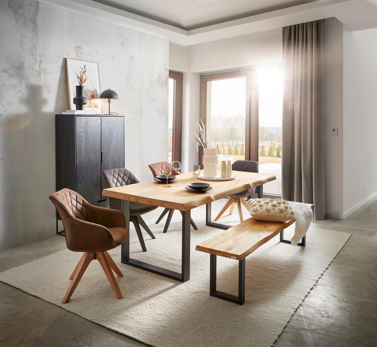 ŁAWKA COUNTRY - czarny, Natur, metal/drewno (160/44/40cm) - Landscape