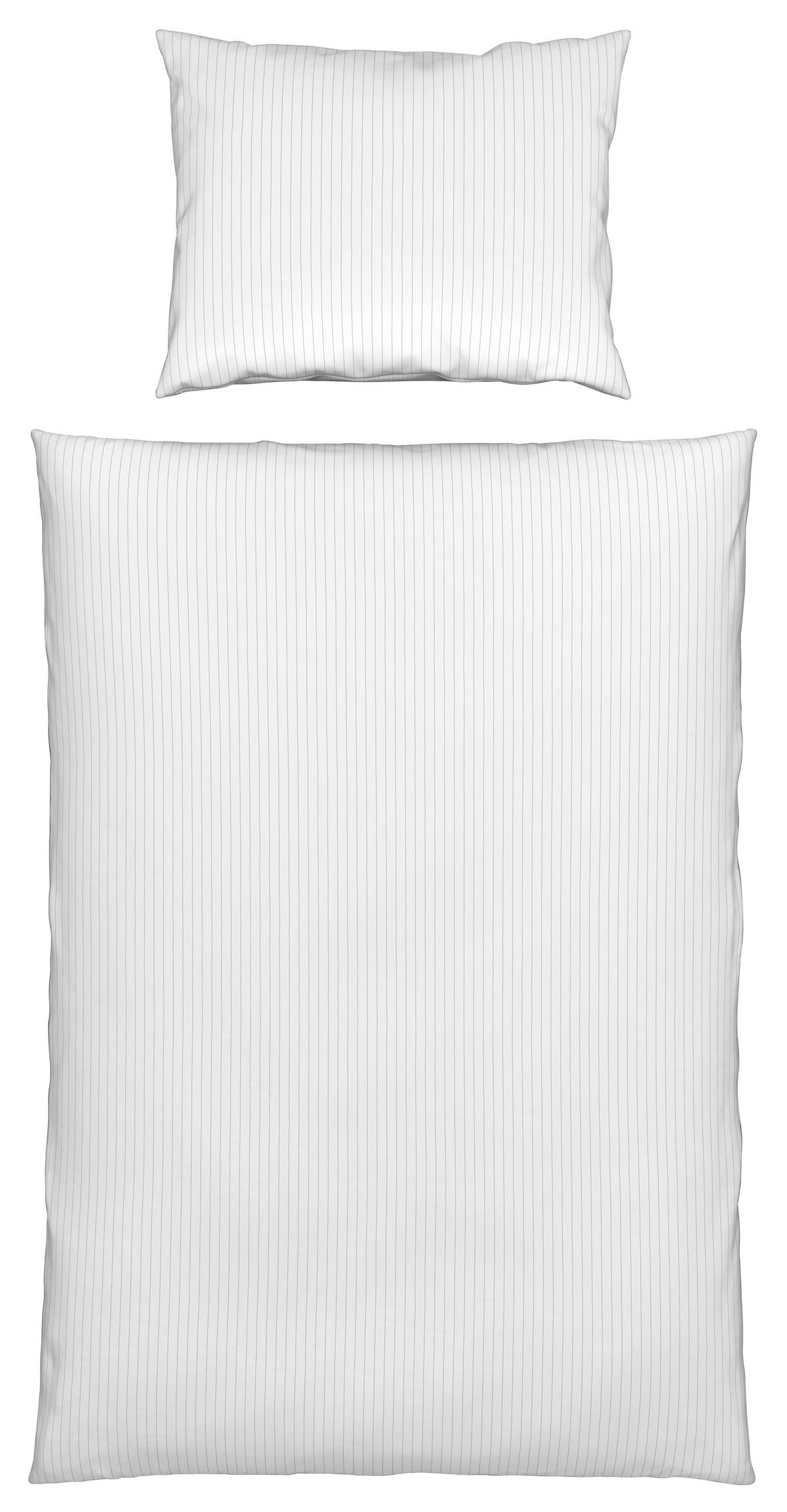 Lenjerie de pat Twill Streif cca. 140x200/50x70 cm - gri deschis/alb, Modern, textil (140/200cm) - Mömax