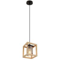 Hängeleuchte Pettey max. 40 Watt - Dunkelbraun/Schwarz, ROMANTIK / LANDHAUS, Glas/Holzwerkstoff (17/17/120cm)