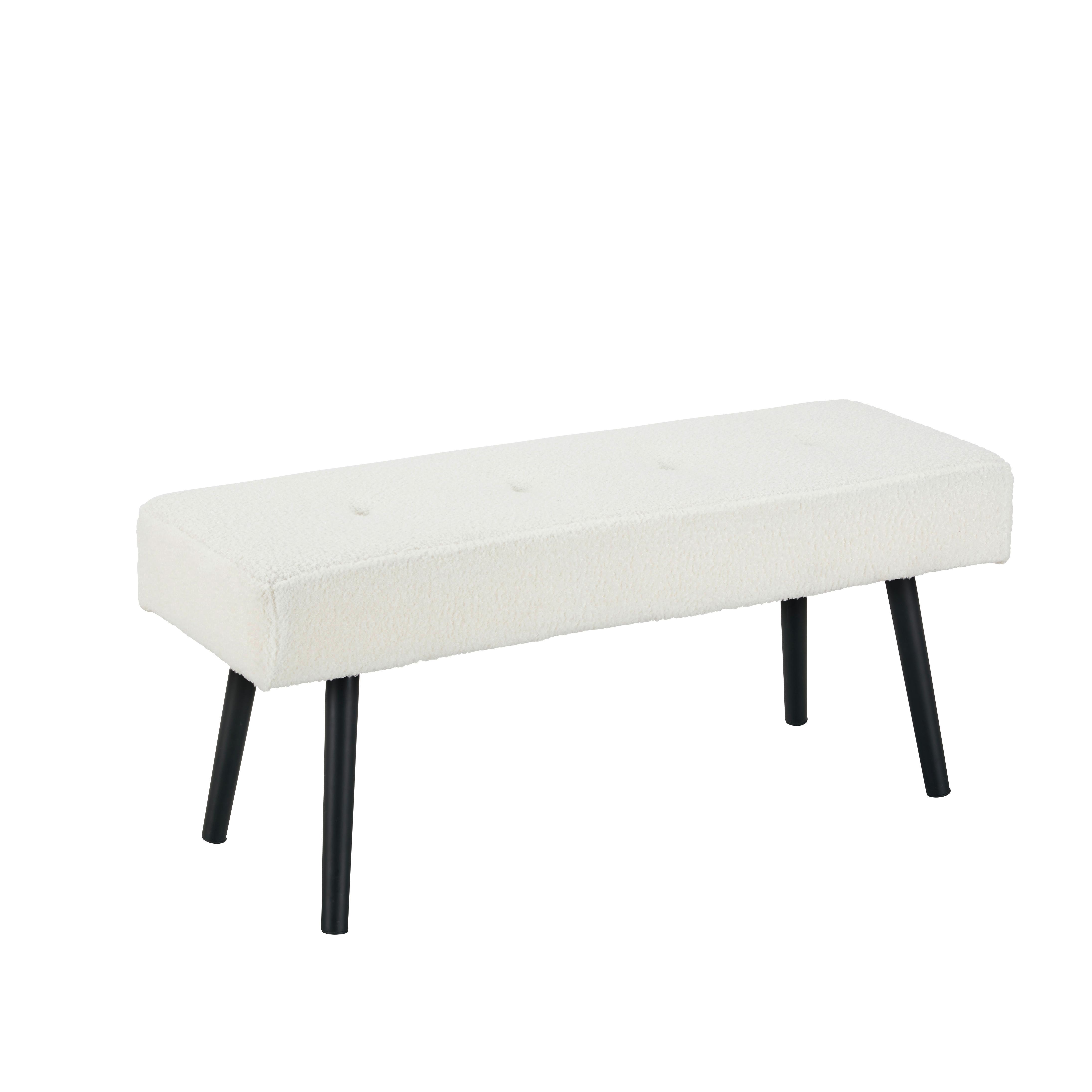 Sitzbank In Weiss - Weiss/Schwarz, Modern, Textil/Metall (100/44/35cm) - Mömax