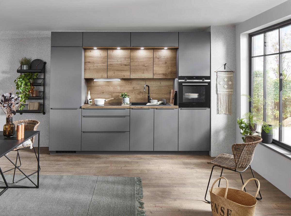 Bucătărie la comandă Touch/Structura - Basics, material pe bază de lemn (300cm) - Nobilia