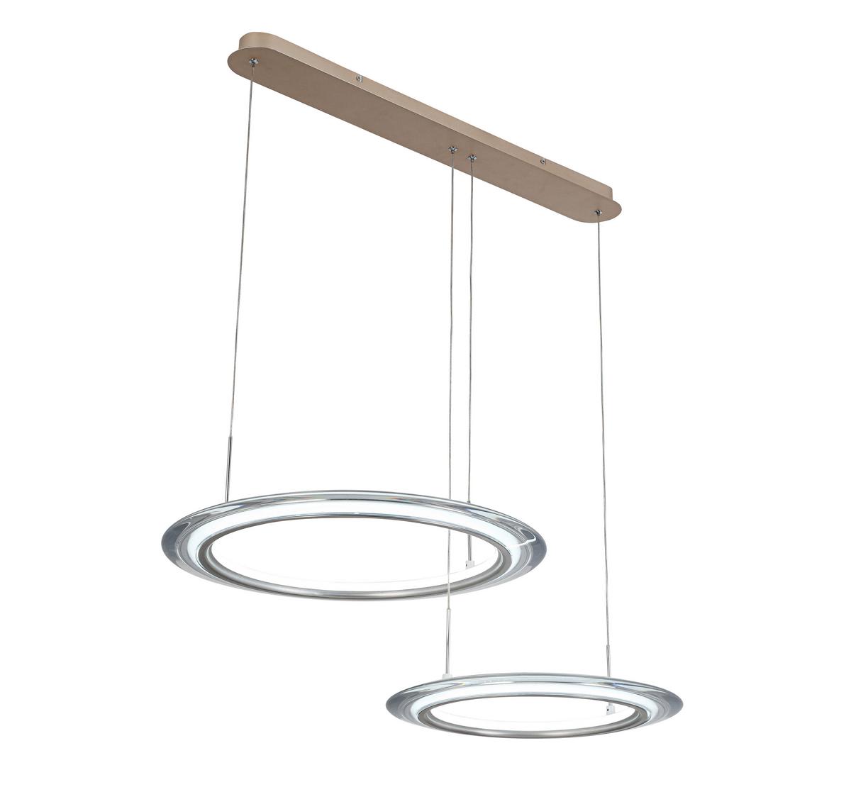 LAMPA WISZĄCA LED LAKEWOOD *DK* - szampanowy/przezroczysty, Design, tworzywo sztuczne/metal (82/55/150cm) - Dieter Knoll