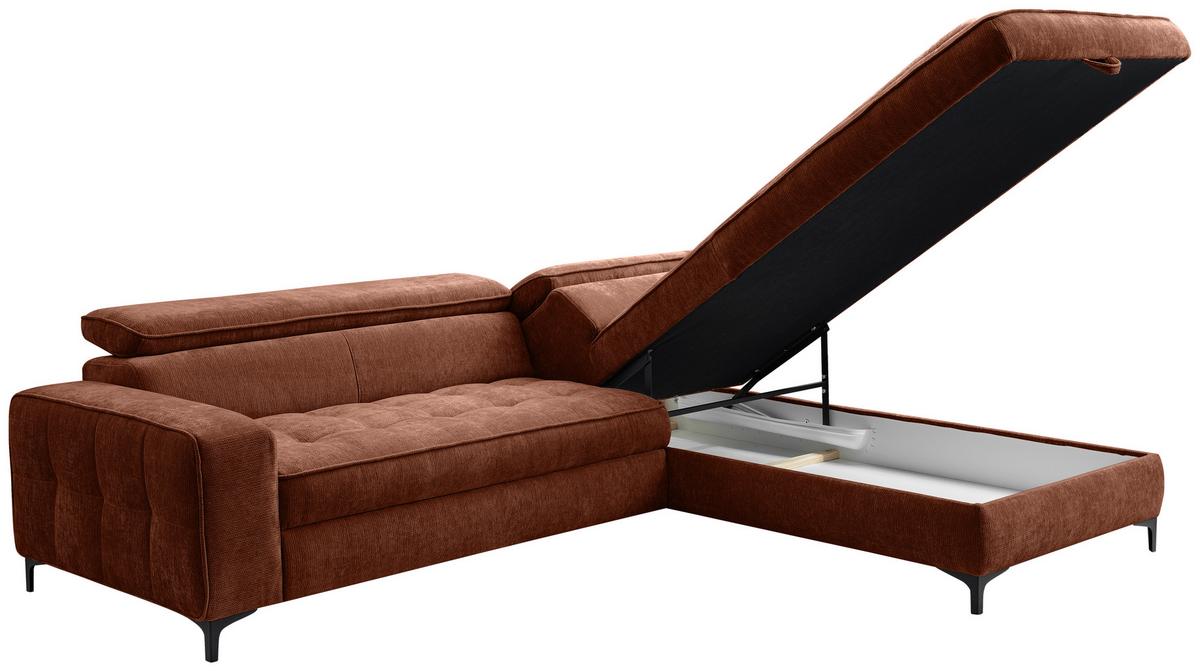 Kutna Garnitura Talia - boje hrđe/crna, Basics, tekstil/metal (251/70-90/203cm) - Modern Living