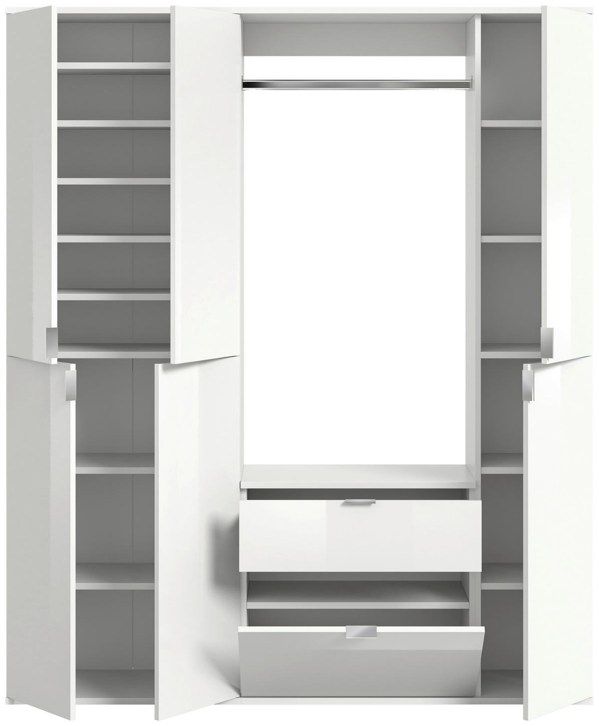 Garderobe Projekt X ca. 152x193 cm Weiß - Weiß Hochglanz, MODERN, Holzwerkstoff (152/193/34cm) - MID.YOU