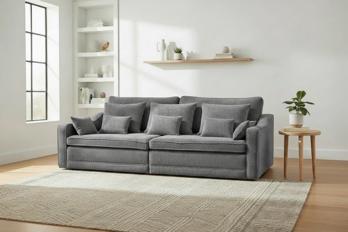 Canapea Bigsofa EVORA - gri, Modern, textil (276/71-92/137cm) - Modern Living