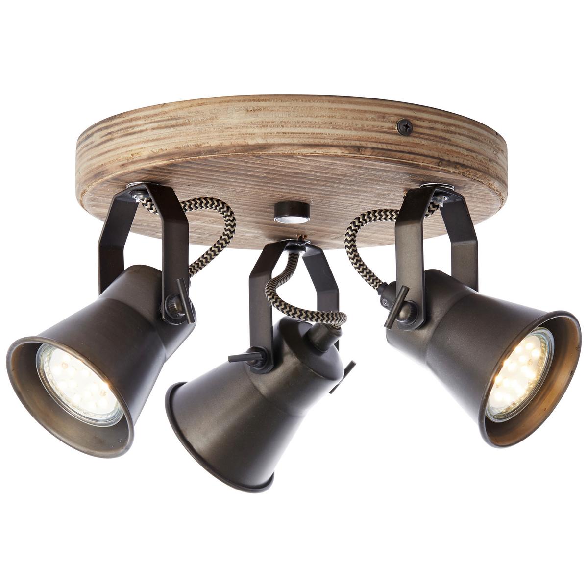 Deckenleuchte Seed Schwarz/Hellbraun max. 5 Watt - Hellbraun/Schwarz, Natur, Holz/Metall (28/13cm) - Brilliant