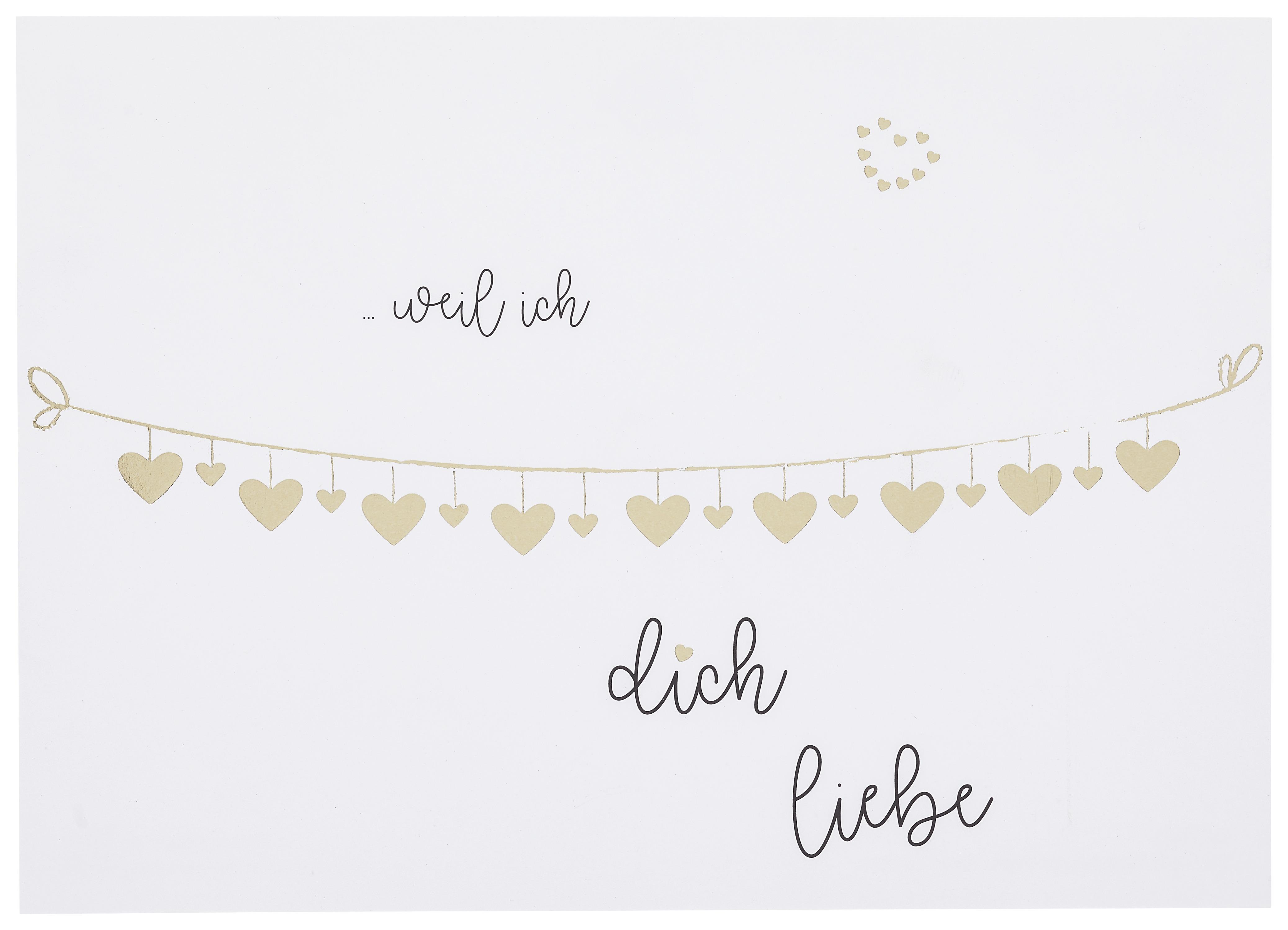 POSTKARTE Weil ich dich liebe - Goldfarben/Weiß, Papier (14,8/10,5cm)