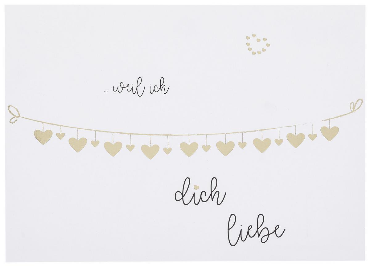 Postkarte Weil ich dich liebe - Goldfarben/Weiß, Papier (14,8/10,5cm)